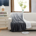 Ombre Printed - Sherpa Backed Plush Throw Blankets - 50 x 60 inches