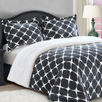 3-Piece Micro-Suede Reversible Sherpa - Bloomingdale Pattern Comforter Set