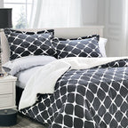 3-Piece Micro-Suede Reversible Sherpa - Bloomingdale Pattern Comforter Set