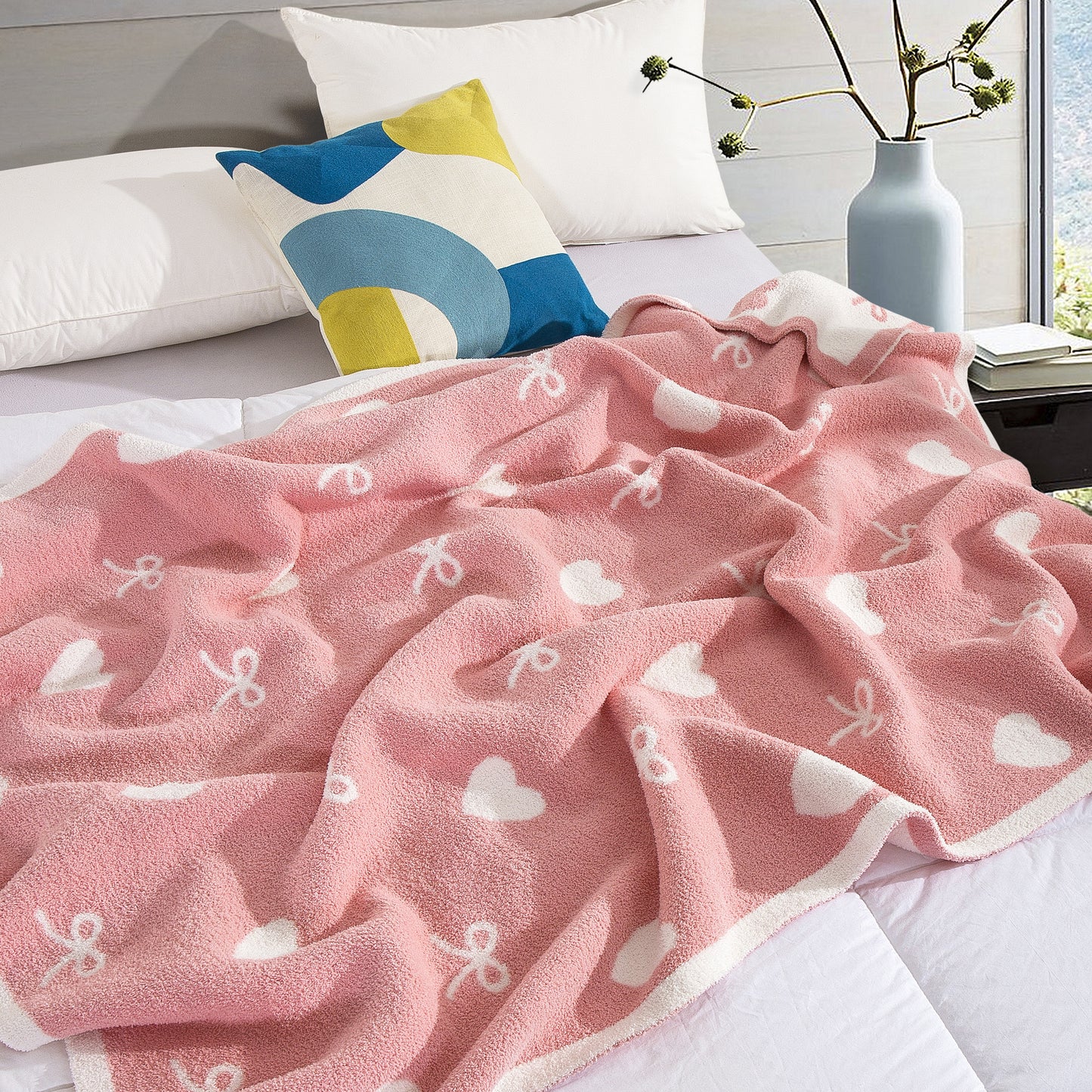 Elegant Comfort 50" x 70"  Ultra Soft Checkered Knitted Throw Blanket