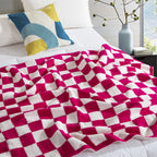 50" x 70"  Ultra Soft Checkered Knitted Throw Blanket