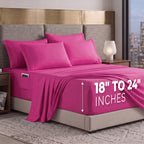 Extra deep Pocket 3 Line Embroidery, 6-Piece Sheet Set