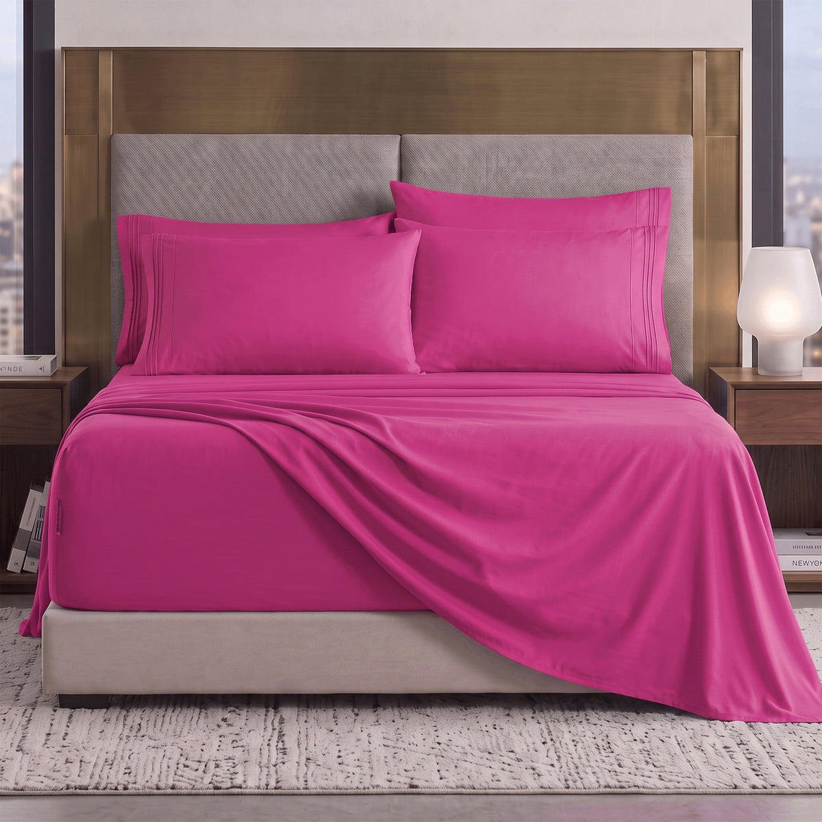 Extra deep Pocket 3 Line Embroidery, 6-Piece Sheet Set