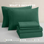 Extra deep 18-24 Inch Pocket 3 Line Embroidery, 6-Piece Sheet Set, Moody Shades
