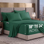 Extra deep 18-24 Inch Pocket 3 Line Embroidery, 6-Piece Sheet Set, Moody Shades