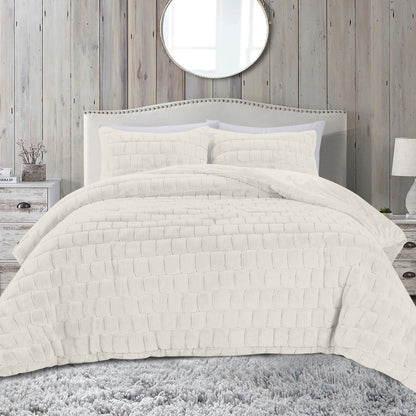 Elegant Comfort Fluffy 3-Piece Faux Rabbit Fur Comforter Set