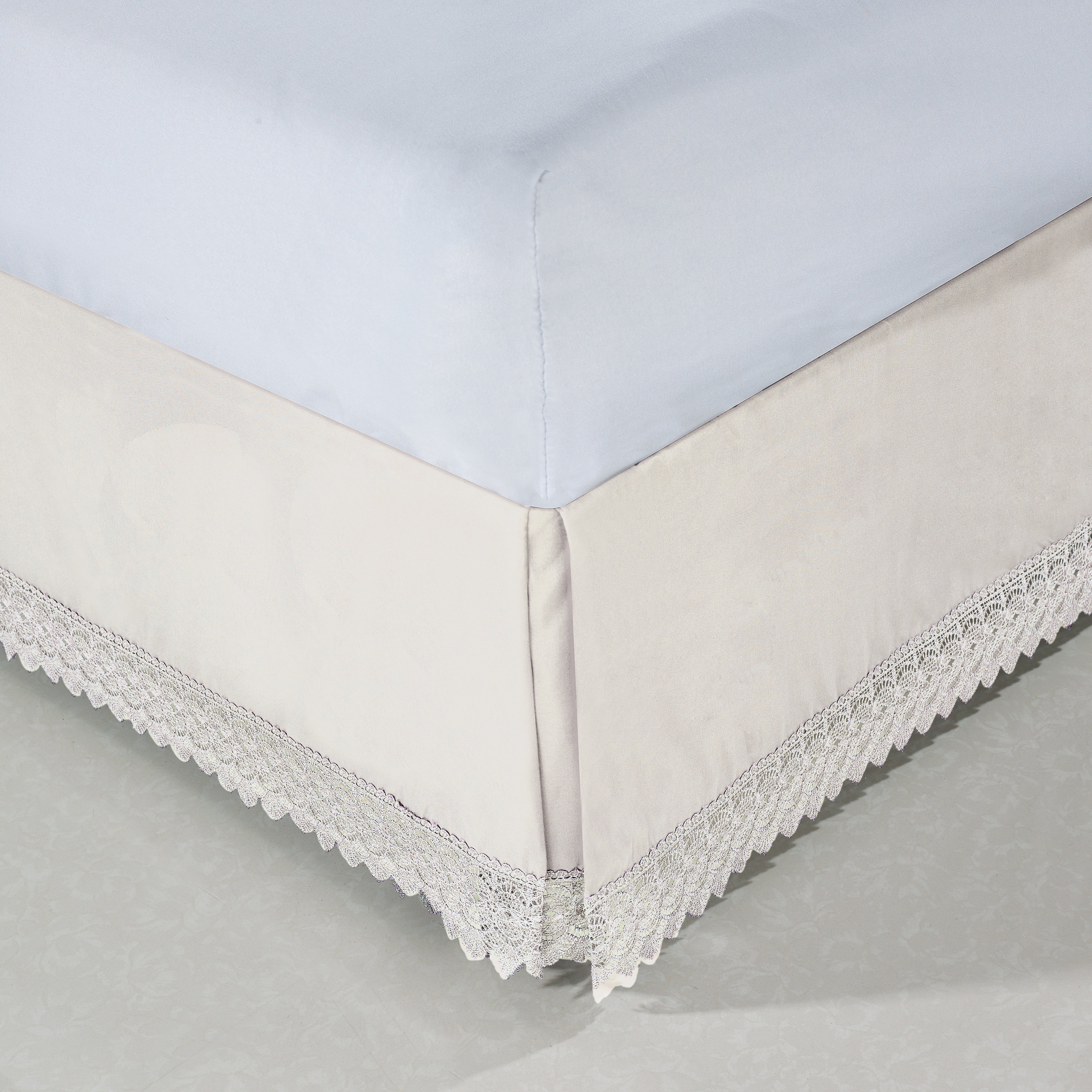1-Piece Lace Fringe Bed Skirt - 15 inch Drop - Elevate your Bed