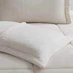 3-Piece Micro-Suede Reversible Sherpa - Solid Color Design Comforter Set