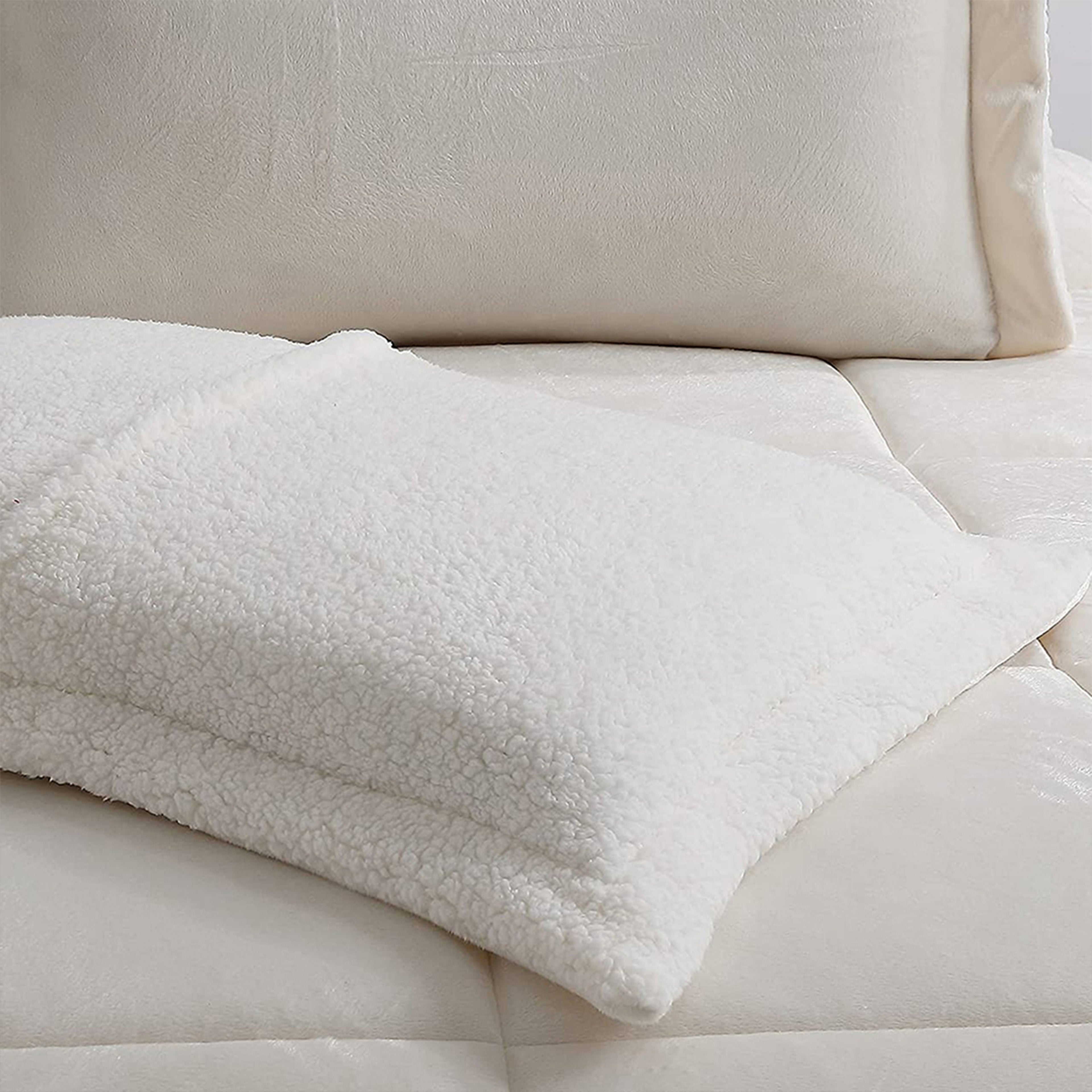 3-Piece Micro-Suede Reversible Sherpa - Solid Color Design Comforter Set