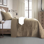 3-Piece Velvet Corduroy Stripe Quilted Bedspread Coverlet Set