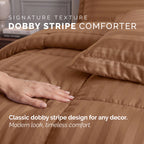 8-Piece Dobby Stripe Comforter Set - Includes 4-Piece Sheet Set with Double Sided Storage Pockets