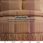 8-Piece Dobby Stripe Comforter Set - Includes 4-Piece Sheet Set with Double Sided Storage Pockets