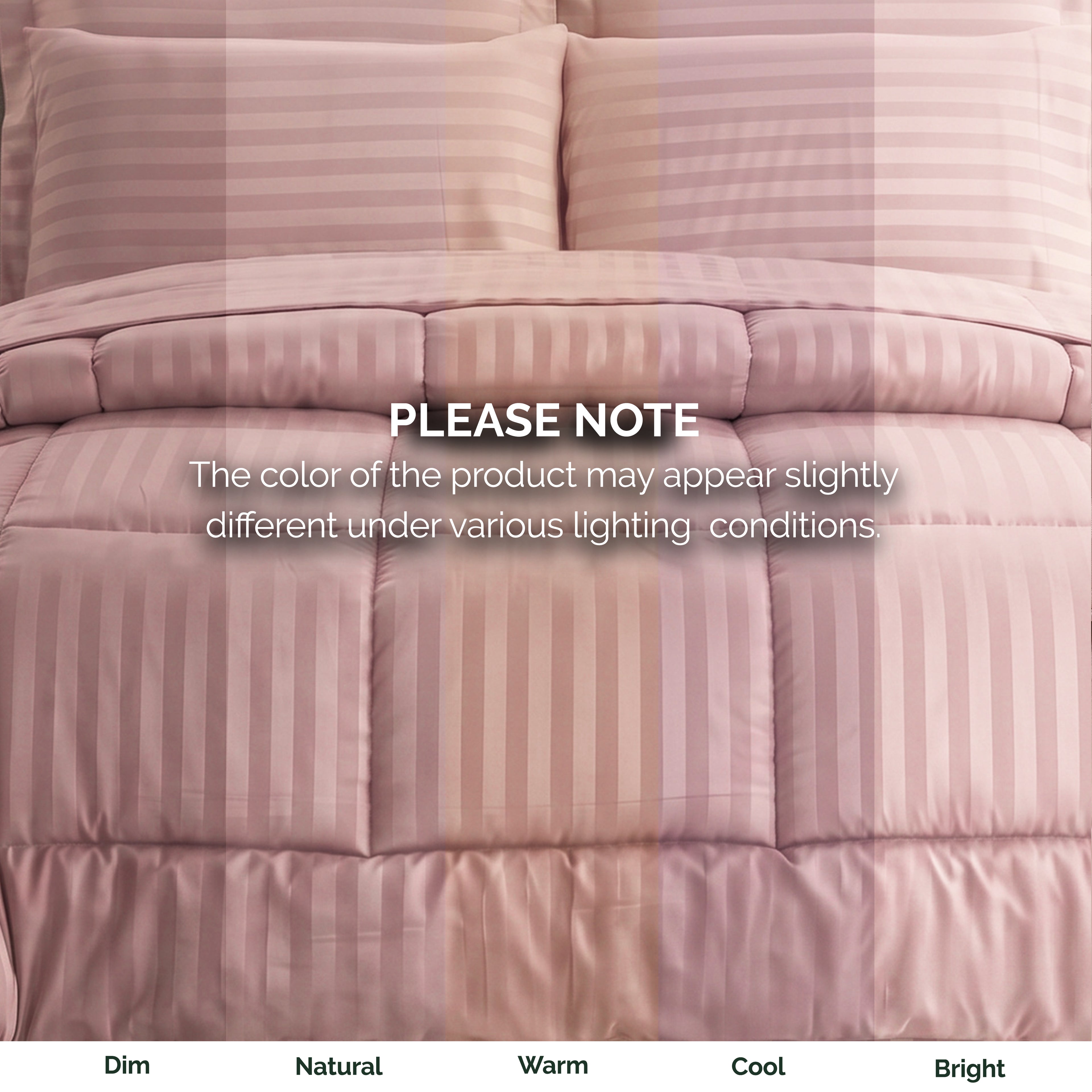 8-Piece Dobby Stripe Comforter Set - Includes 4-Piece Sheet Set with Double Sided Storage Pockets
