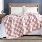 50" x 70"  Ultra Soft Checkered Knitted Throw Blanket