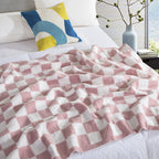 50" x 70"  Ultra Soft Checkered Knitted Throw Blanket