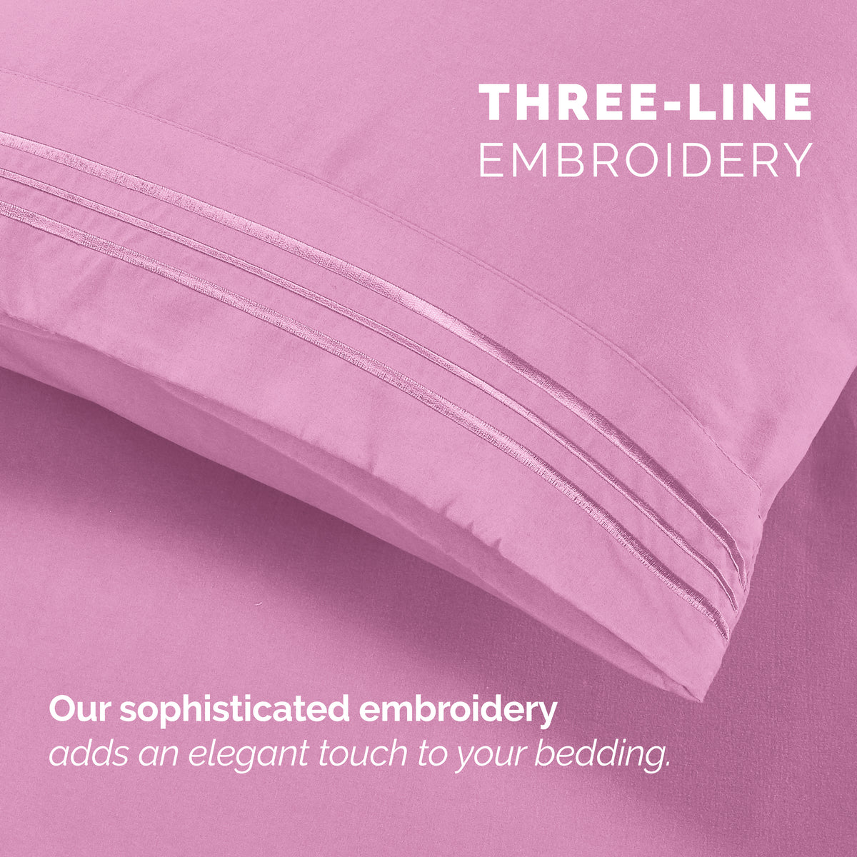 Extra deep Pocket 3 Line Embroidery, 6-Piece Sheet Set