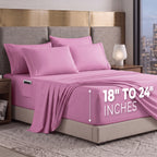 Extra deep Pocket 3 Line Embroidery, 6-Piece Sheet Set