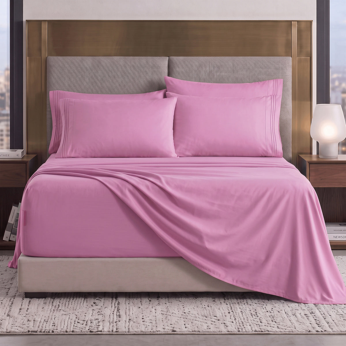 Extra deep Pocket 3 Line Embroidery, 6-Piece Sheet Set