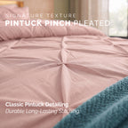 8-Piece Pintuck Pinch Pleated Comforter Set - Includes 4-Piece Sheet Set with Double Sided Storage Pockets