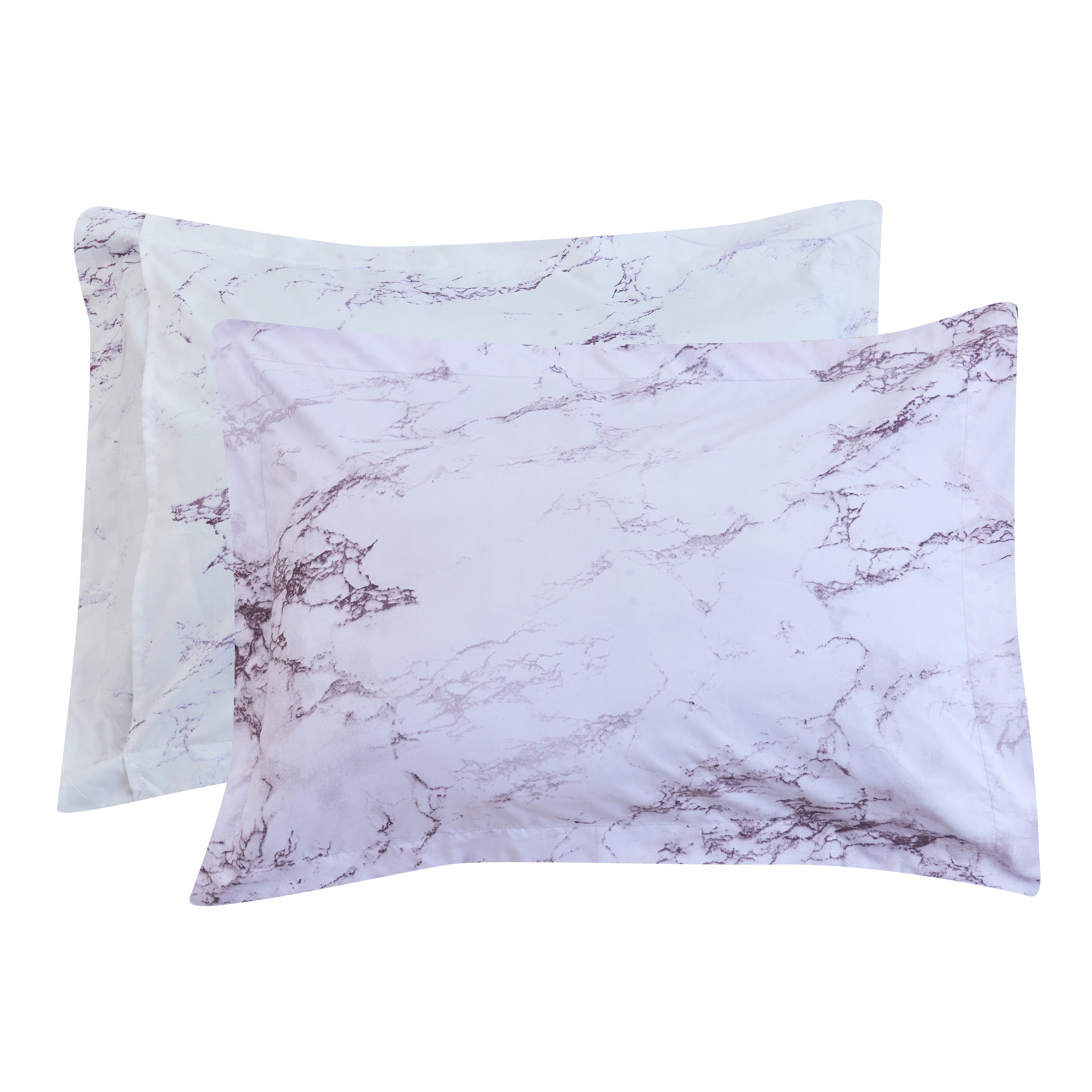 Reversible 10-Piece Marble Print Comforter Set, Includes 6-Piece Sheet Set with Double Sided Storage Pockets