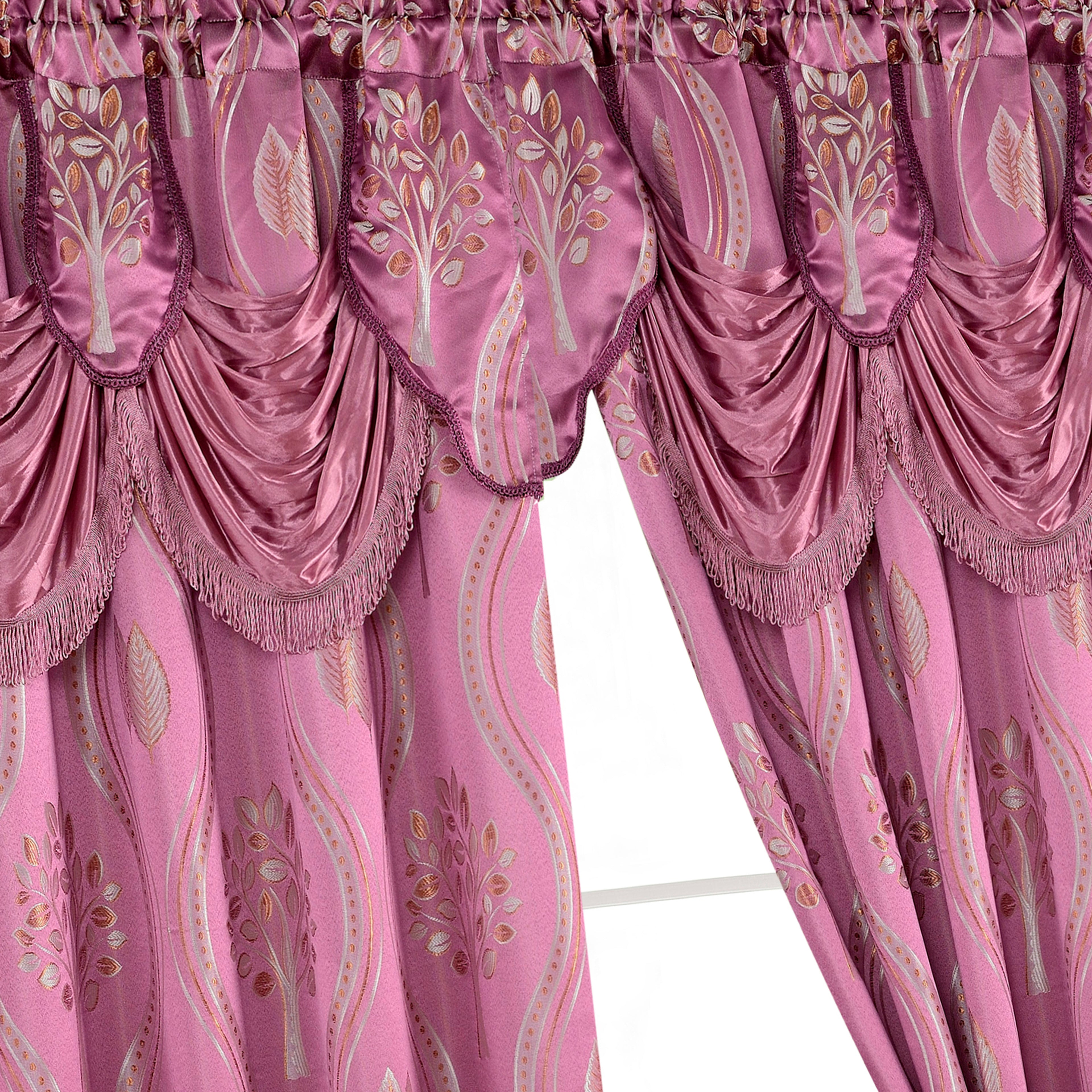 Set of 2 Aurora Curtain Panels- Attached Valance - Rod Pocket- 54" W x 84" L