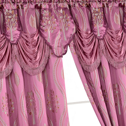 Elegant Comfort Set of 2 Aurora Curtain Panels- Attached Valance - Rod Pocket- 54" W x 84" L