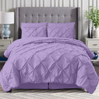 8-Piece Pintuck Pinch Pleated Comforter Set - Includes 4-Piece Sheet Set with Double Sided Storage Pockets