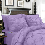 8-Piece Pintuck Pinch Pleated Comforter Set - Includes 4-Piece Sheet Set with Double Sided Storage Pockets