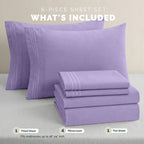 Extra deep Pocket 3 Line Embroidery, 6-Piece Sheet Set
