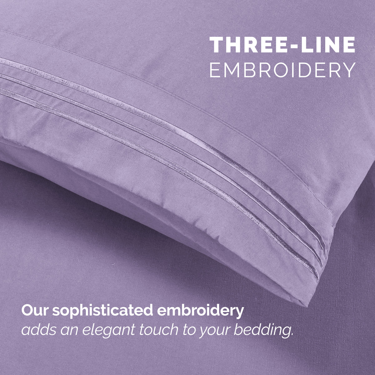 Extra deep Pocket 3 Line Embroidery, 6-Piece Sheet Set