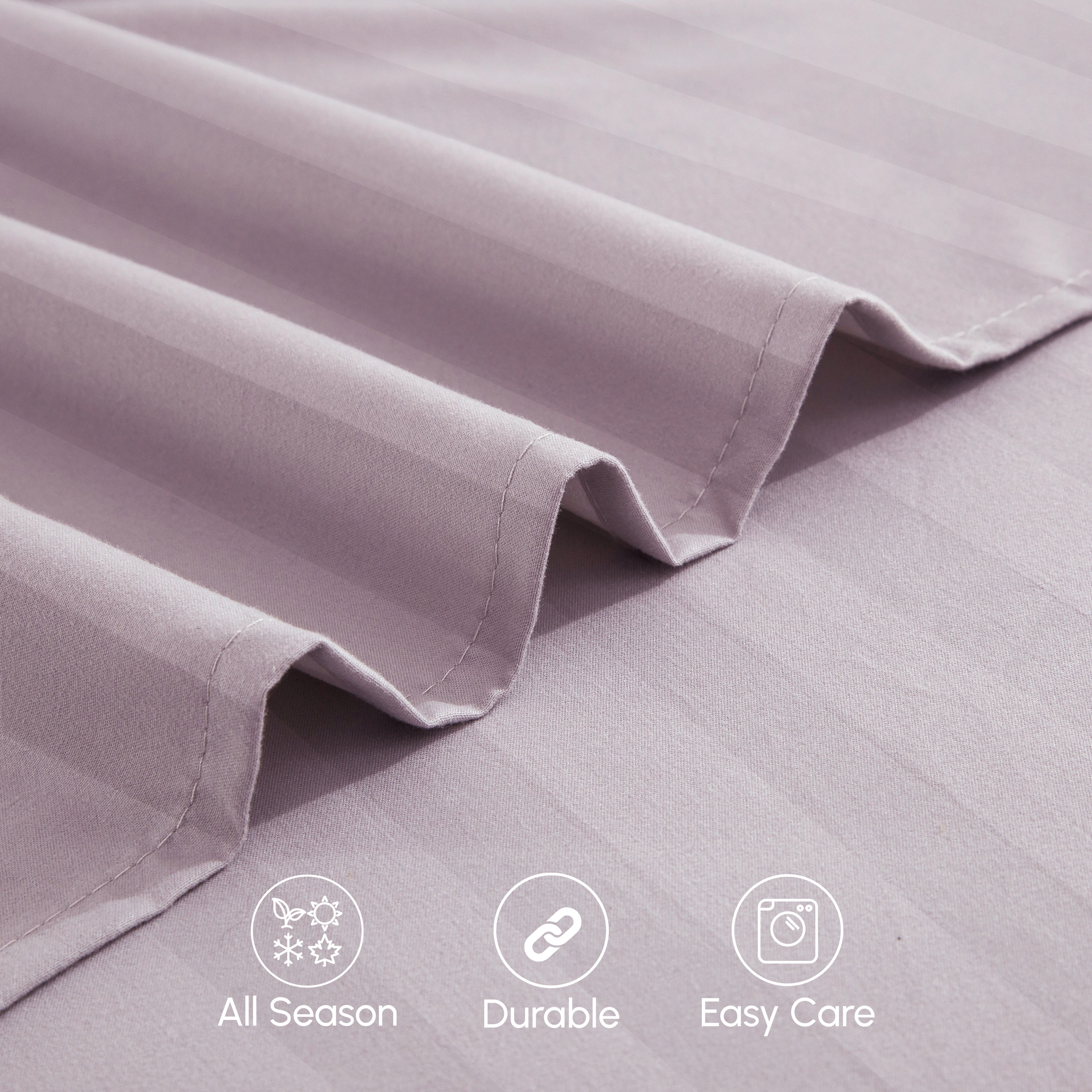 6-Piece Dobby Stripe Printed Bed Sheet Set- Soft as a Hotel Premium Quality