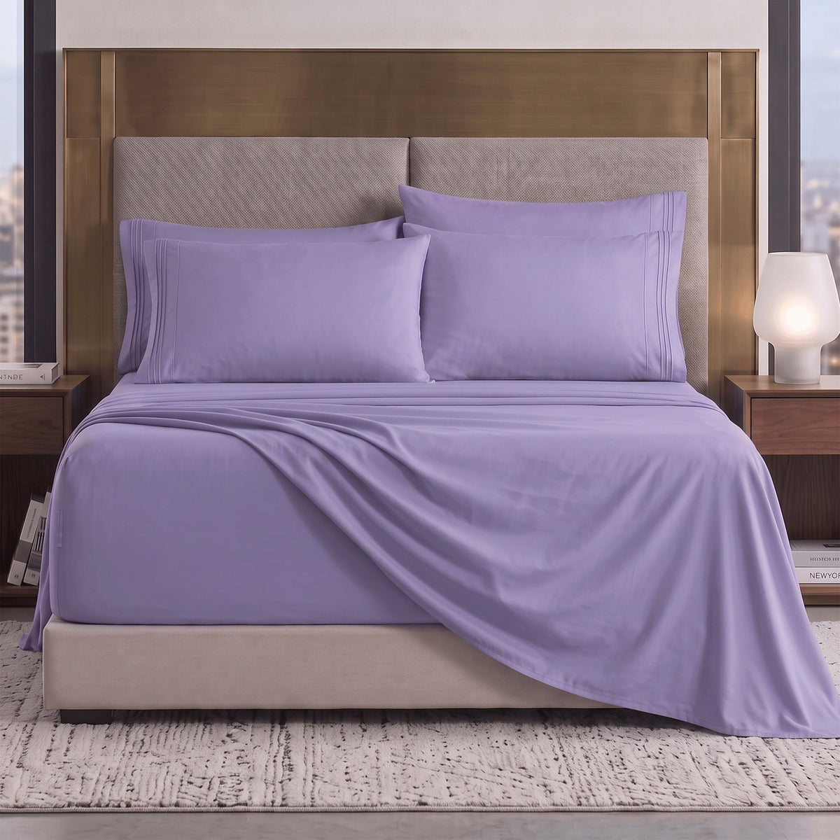Extra deep Pocket 3 Line Embroidery, 6-Piece Sheet Set