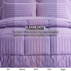 8-Piece Dobby Stripe Comforter Set - Includes 4-Piece Sheet Set with Double Sided Storage Pockets