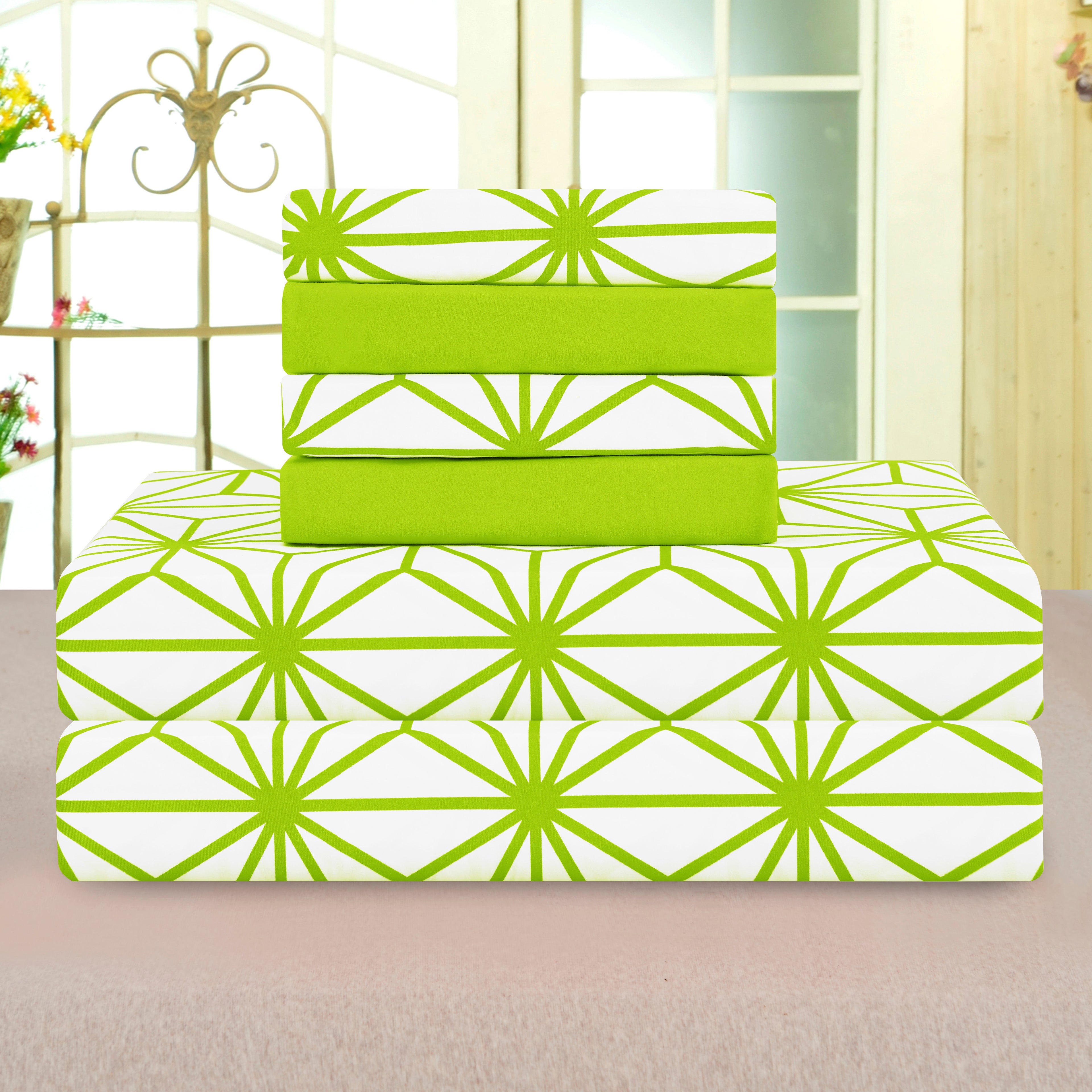 6-Piece Cube Bed Sheet Set  - Geometric Pattern - Soft as a Hotel Premium Quality