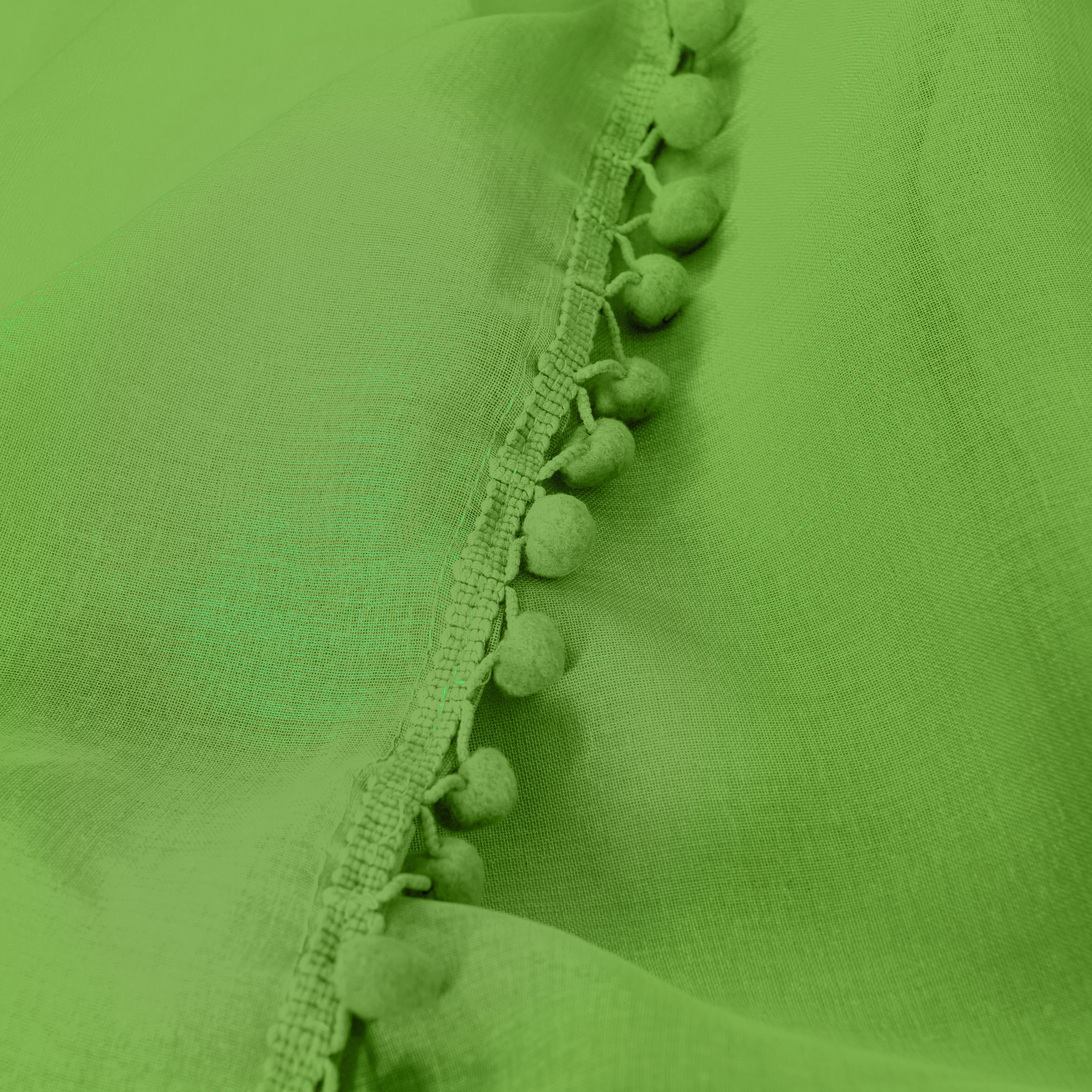 Set of 2 Pom Pom Tasseled Sheer Curtain - Rod Pocket