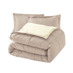 Reversible 3-Piece Box Stitched Comforter & Shams - Duvet Insert with 4 Corner Tabs