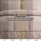 8-Piece Dobby Stripe Comforter Set - Includes 4-Piece Sheet Set with Double Sided Storage Pockets