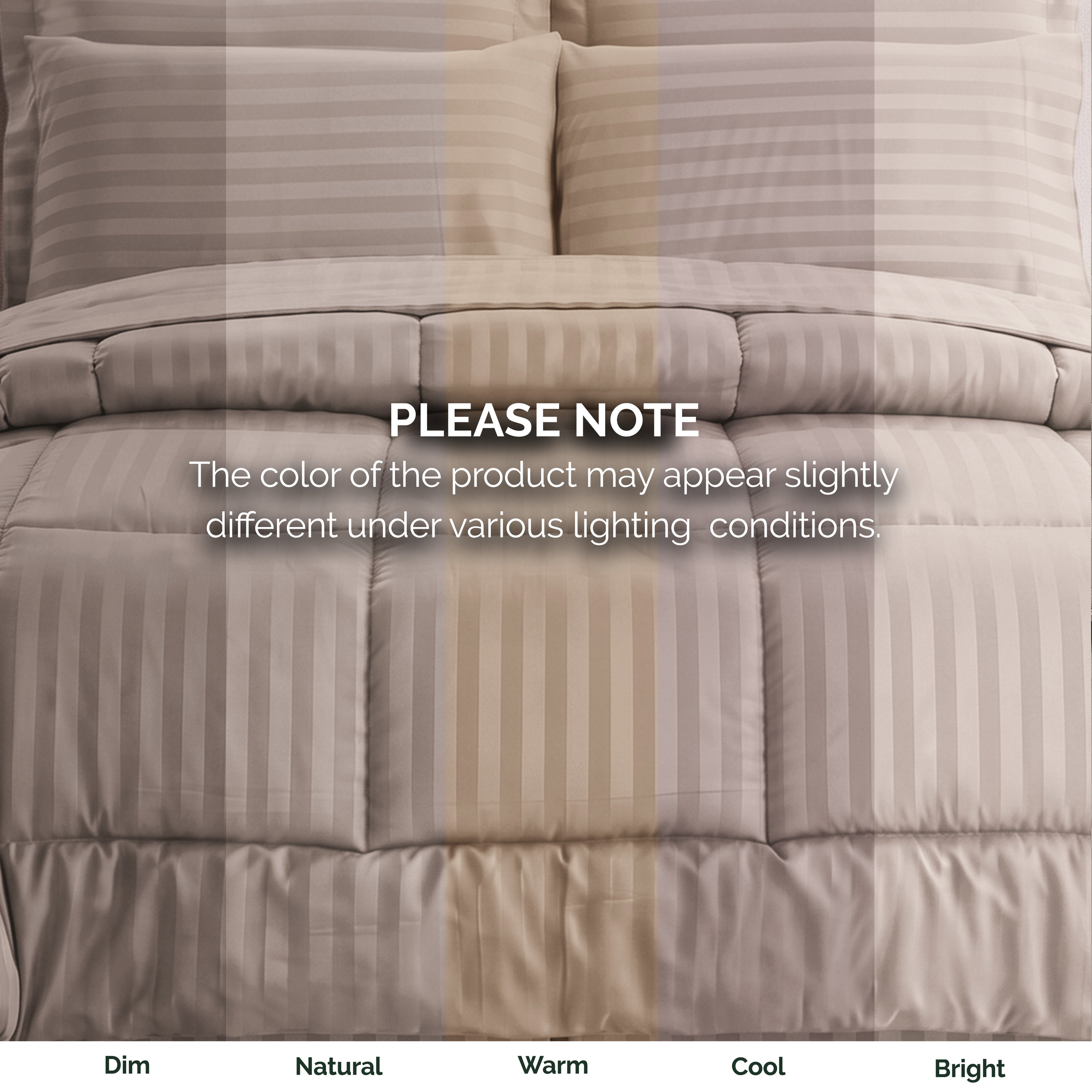 8-Piece Dobby Stripe Comforter Set - Includes 4-Piece Sheet Set with Double Sided Storage Pockets