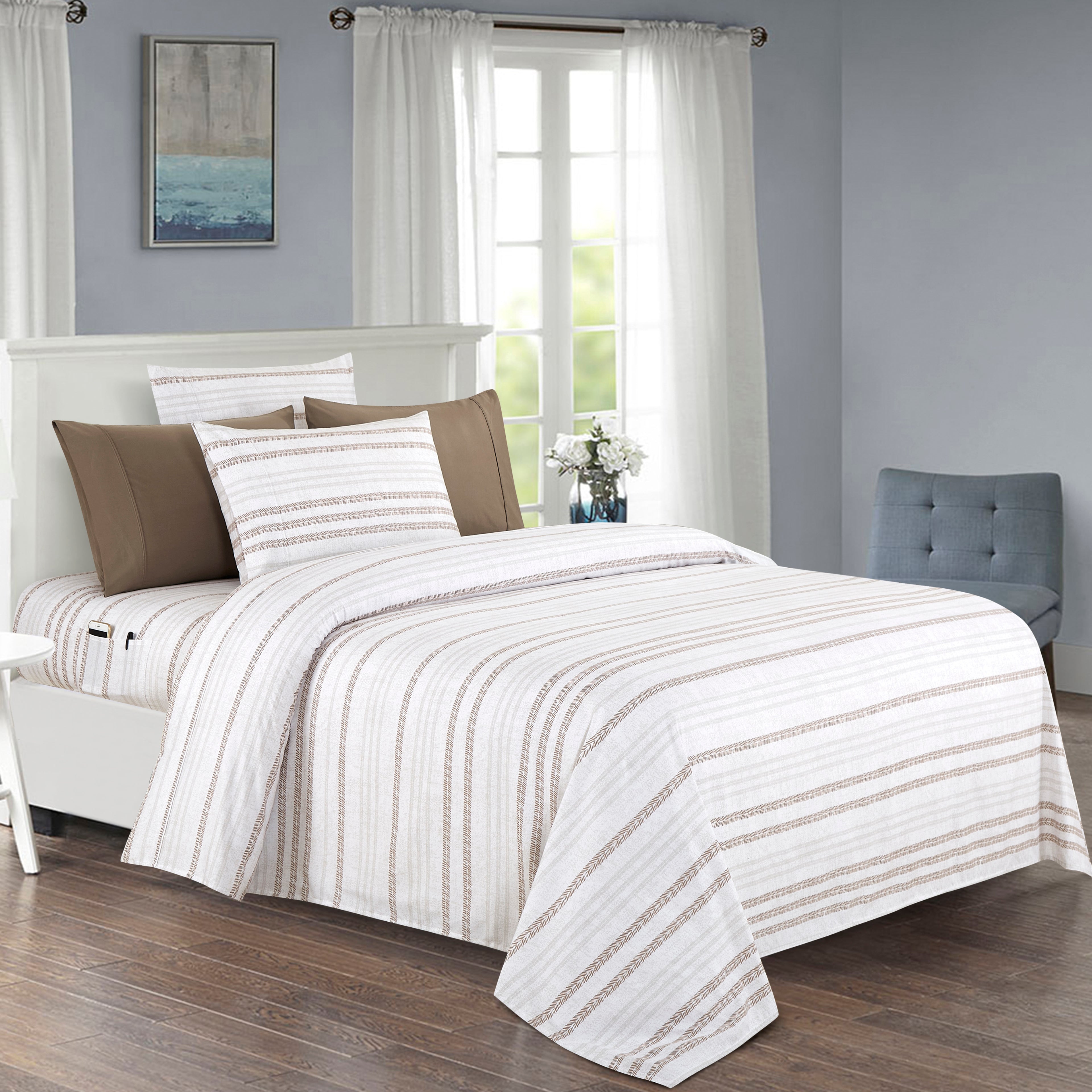 6-Piece Floral and Stripe Pattern Sheet Set - Soft as a Hotel Premium Quality Bedding