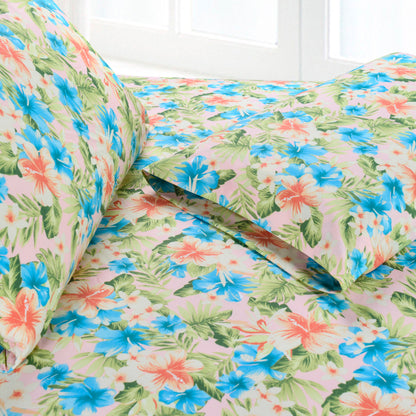 Elegant Comfort 6-Piece Floral and Stripe Pattern Sheet Set - Soft as a Hotel Premium Quality Bedding