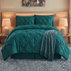 8-Piece Pintuck Pinch Pleated Comforter Set - Includes 4-Piece Sheet Set with Double Sided Storage Pockets