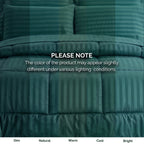 8-Piece Dobby Stripe Comforter Set - Includes 4-Piece Sheet Set with Double Sided Storage Pockets