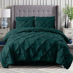 8-Piece Pintuck Pinch Pleated Comforter Set - Includes 4-Piece Sheet Set with Double Sided Storage Pockets