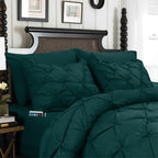 8-Piece Pintuck Pinch Pleated Comforter Set - Includes 4-Piece Sheet Set with Double Sided Storage Pockets