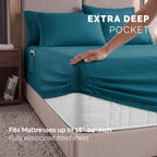 Extra deep 18-24 Inch Pocket 3 Line Embroidery, 6-Piece Sheet Set, Moody Shades