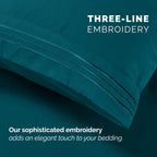 Extra deep 18-24 Inch Pocket 3 Line Embroidery, 6-Piece Sheet Set, Moody Shades