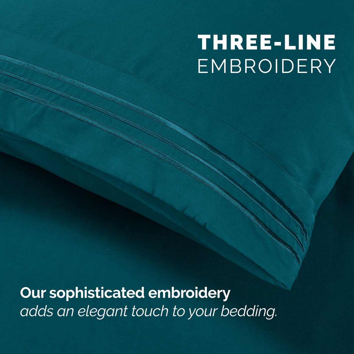 Extra deep 18-24 Inch Pocket 3 Line Embroidery, 6-Piece Sheet Set, Moody Shades