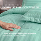 8-Piece Dobby Stripe Comforter Set - Includes 4-Piece Sheet Set with Double Sided Storage Pockets