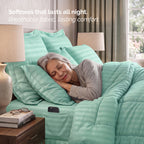 8-Piece Dobby Stripe Comforter Set - Includes 4-Piece Sheet Set with Double Sided Storage Pockets