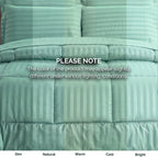 8-Piece Dobby Stripe Comforter Set - Includes 4-Piece Sheet Set with Double Sided Storage Pockets